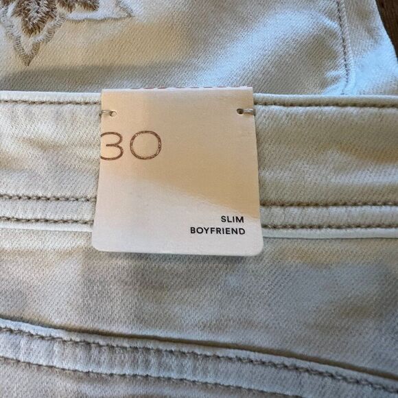 Pilcro and the Letterpress Off White Tan Embroidered Jeans Size 30 NWT - Picture 4 of 16